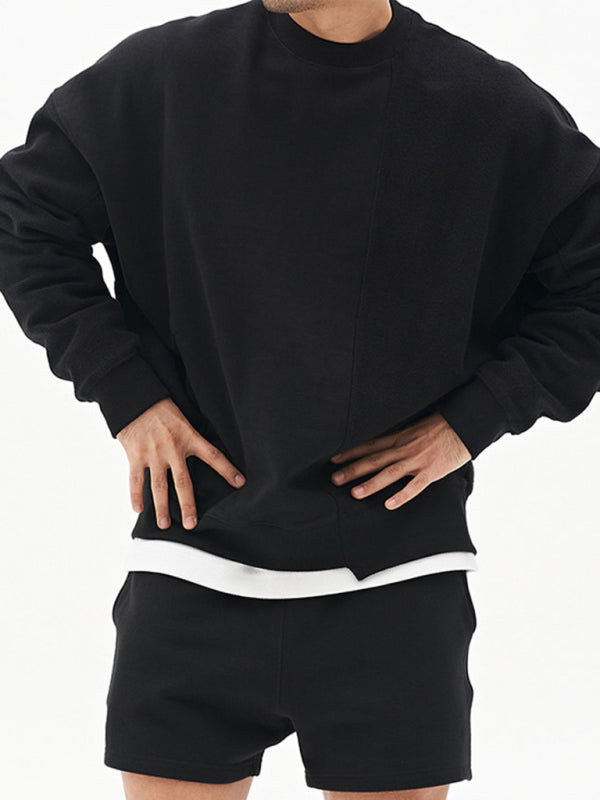 Men's Knitted Stitching Solid Color Casual Crew Neck Sweatshirt - Premium Sweatshirt from Craftklart.store - Just $18.78! Shop now at Craftklart.store