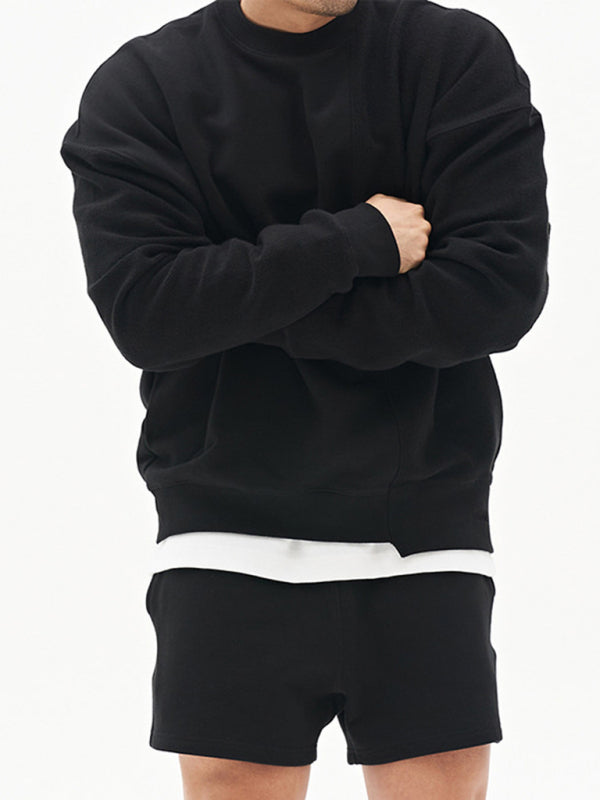 Men's Knitted Stitching Solid Color Casual Crew Neck Sweatshirt - Premium Sweatshirt from Craftklart.store - Just $18.78! Shop now at Craftklart.store