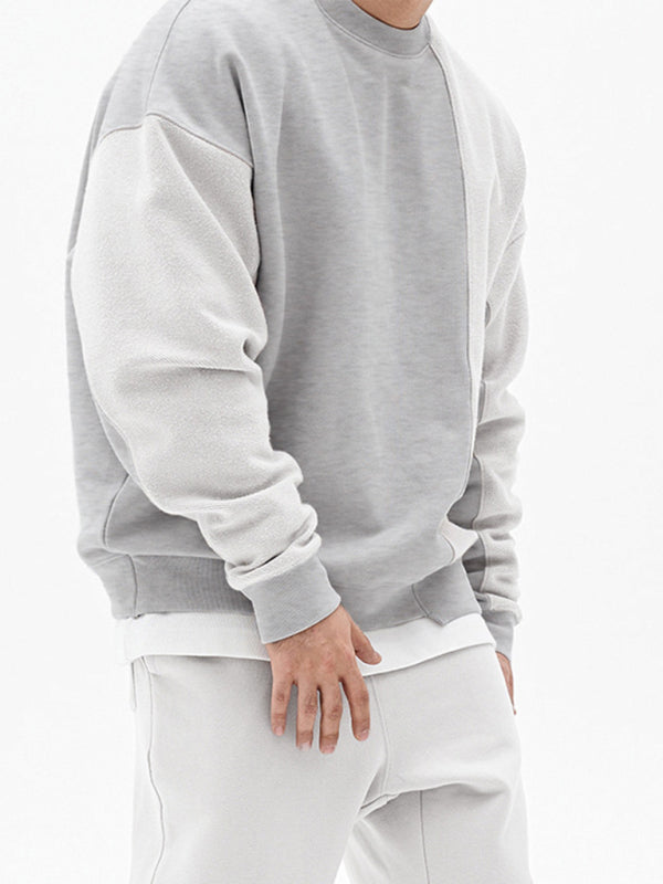 Men's Knitted Stitching Solid Color Casual Crew Neck Sweatshirt - Premium Sweatshirt from Craftklart.store - Just $18.78! Shop now at Craftklart.store