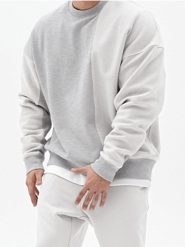 Men's Knitted Stitching Solid Color Casual Crew Neck Sweatshirt - Premium Sweatshirt from Craftklart.store - Just $18.78! Shop now at Craftklart.store