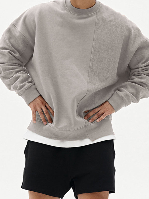 Men's Knitted Stitching Solid Color Casual Crew Neck Sweatshirt - Premium Sweatshirt from Craftklart.store - Just $18.78! Shop now at Craftklart.store