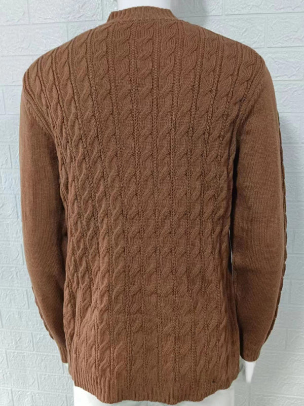 Men's Solid Color Zipper Half Turtleneck Long Sleeve Sweater