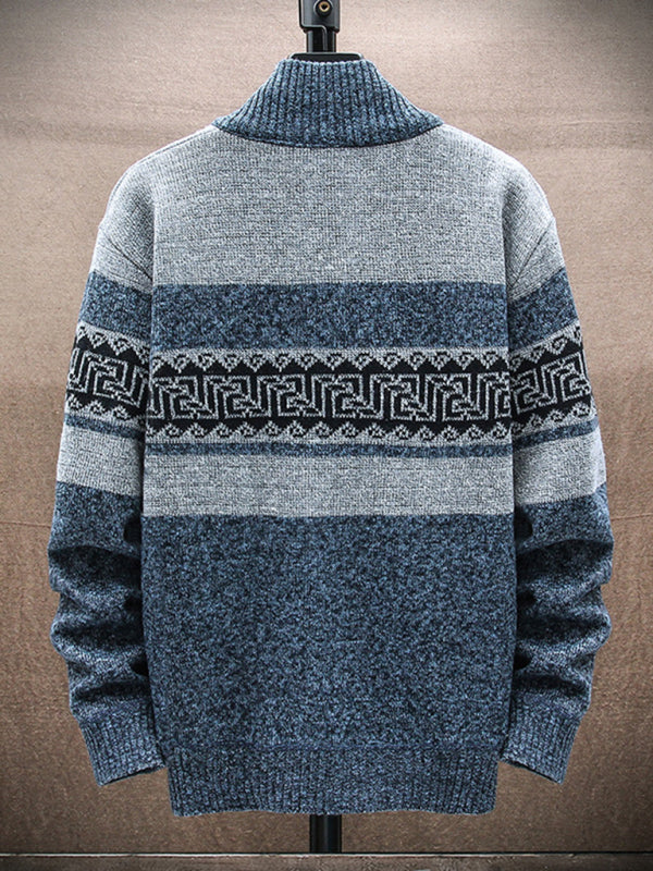 Men's new fashion stand-up collar cardigan sweater zipper style sweater - Craftklart.store