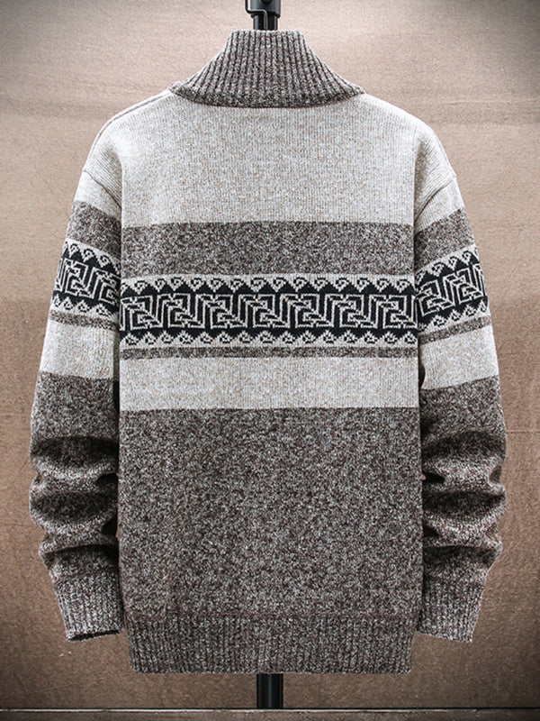 Men's new fashion stand-up collar cardigan sweater zipper style sweater - Craftklart.store