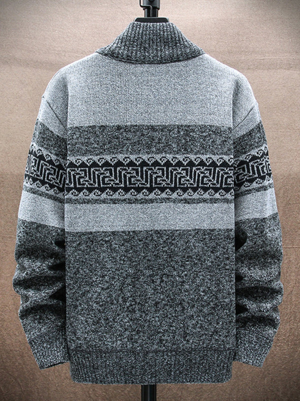 Men's new fashion stand-up collar cardigan sweater zipper style sweater - Craftklart.store