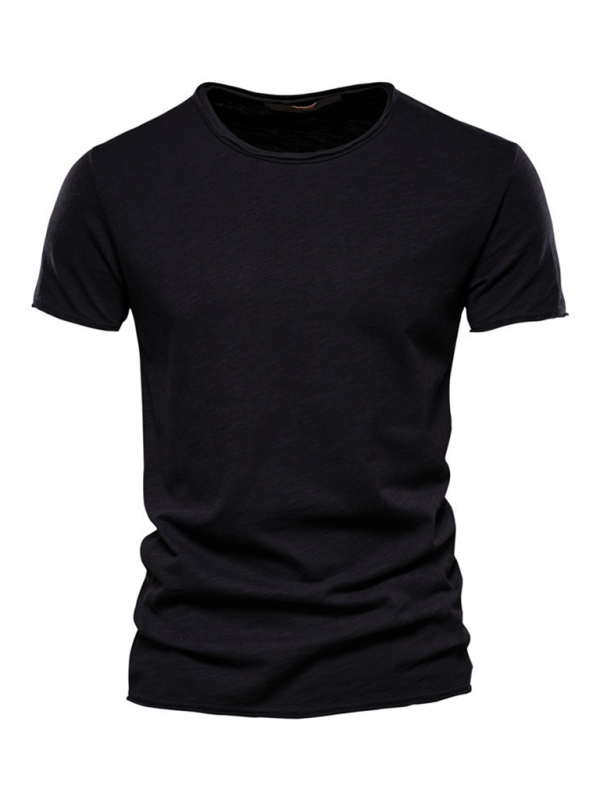 Men's New Solid Color Slub Cotton Round Neck Short Sleeve T-Shirt - Craftklart.store