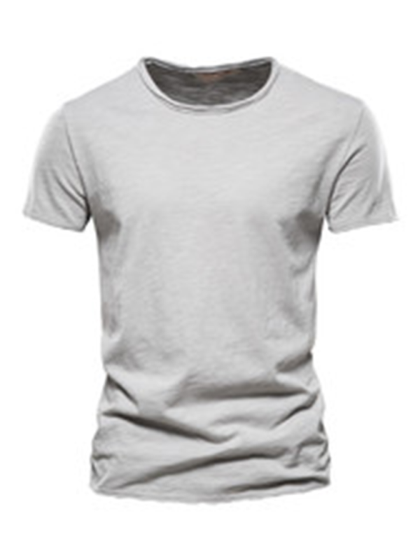 Men's New Solid Color Slub Cotton Round Neck Short Sleeve T-Shirt - Craftklart.store