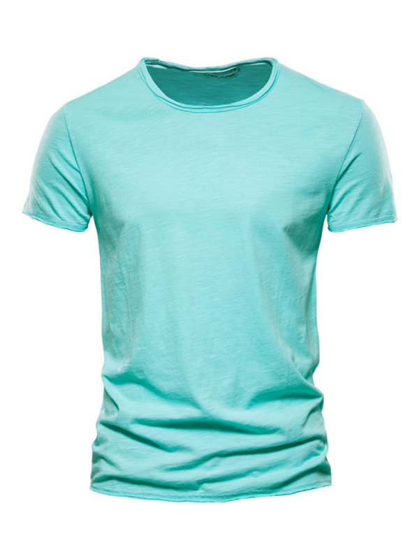 Men's New Solid Color Slub Cotton Round Neck Short Sleeve T-Shirt - Craftklart.store