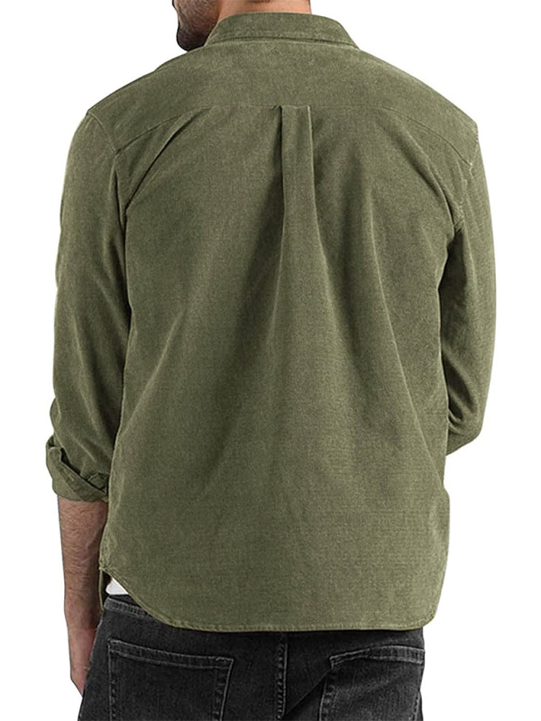 Long-sleeved Corduroy Lapel Button Shirt
