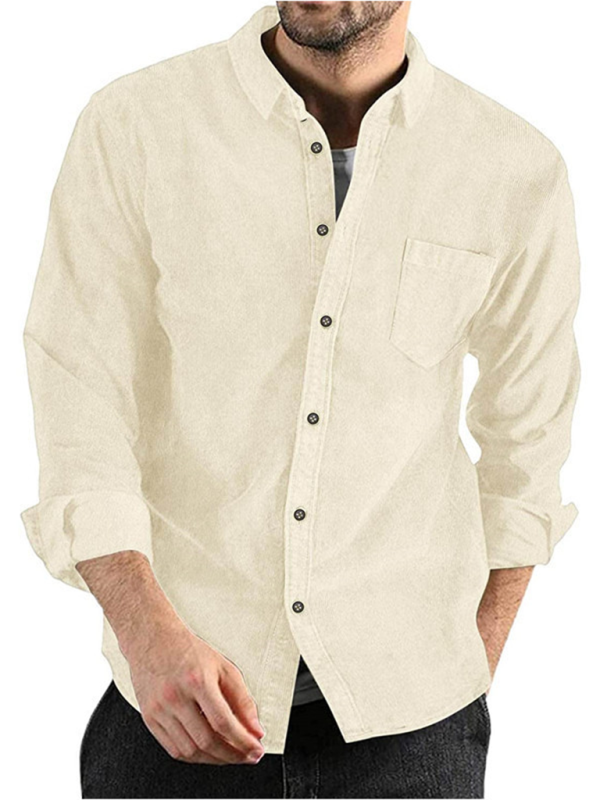 Long-sleeved Corduroy Lapel Button Shirt