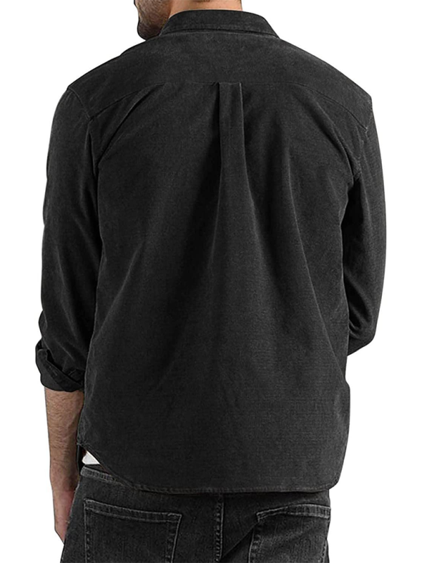 Long-sleeved Corduroy Lapel Button Shirt