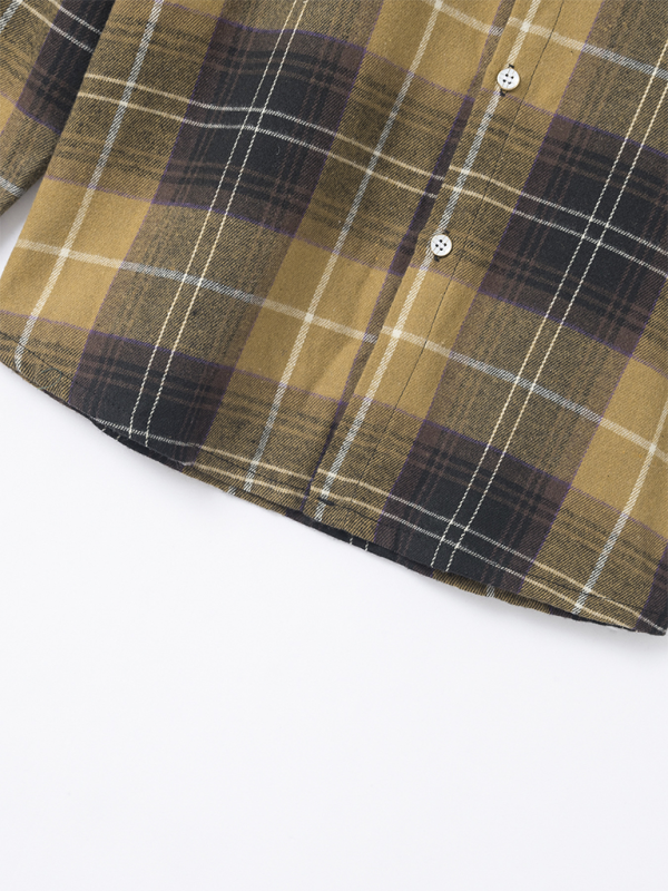 Men's Brushed Thin Plaid Long-sleeved Casual Shirt
