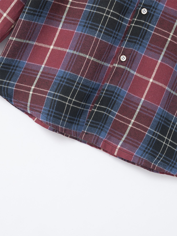Men's Brushed Thin Plaid Long-sleeved Casual Shirt