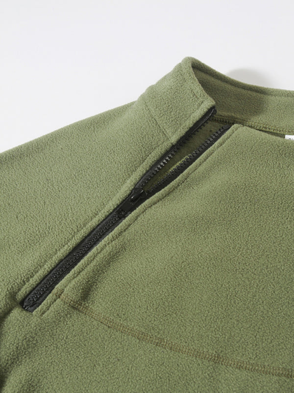 Men's Casual Stand Collar Long Sleeve Pullover Coral Fleece Jacket - Premium Sweater from kakaclo - Just $26.46! Shop now at Craftklart.store