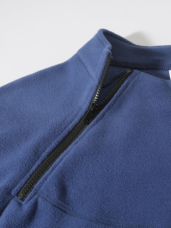 Men's Casual Stand Collar Long Sleeve Pullover Coral Fleece Jacket - Premium Sweater from kakaclo - Just $26.46! Shop now at Craftklart.store