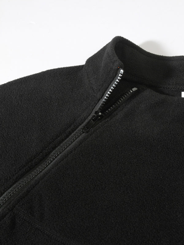 Men's Casual Stand Collar Long Sleeve Pullover Coral Fleece Jacket - Premium Sweater from kakaclo - Just $26.46! Shop now at Craftklart.store