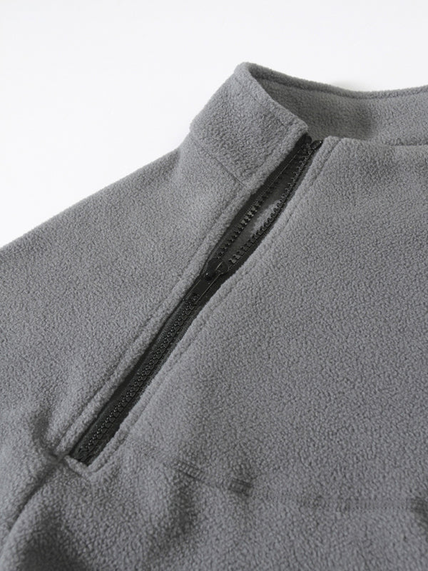Men's Casual Stand Collar Long Sleeve Pullover Coral Fleece Jacket - Premium Sweater from kakaclo - Just $26.46! Shop now at Craftklart.store