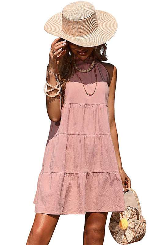 Women's Fashion Loose Solid Color Halter Cotton Linen Dress - Premium Dress from kakaclo - Just $18.35! Shop now at Craftklart.store