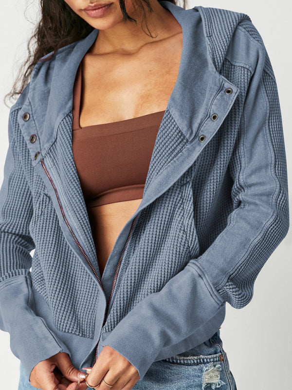 Women Spring-Summer Lightweight Woven Jacket with Slant Pockets - Craftklart.store