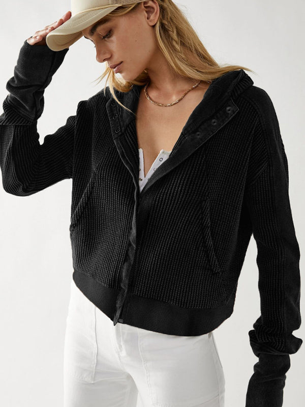 Women Spring-Summer Lightweight Woven Jacket with Slant Pockets - Craftklart.store