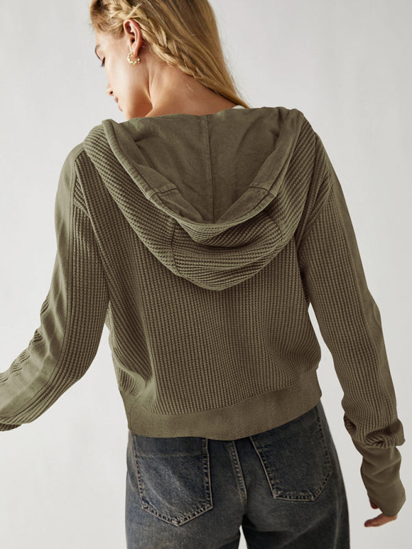 Women Spring-Summer Lightweight Woven Jacket with Slant Pockets - Craftklart.store