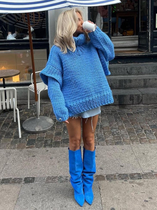 Women's Urban Casual Fluffy Long Sleeve Turtleneck Sweater