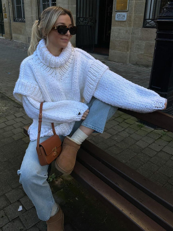Women's Urban Casual Fluffy Long Sleeve Turtleneck Sweater