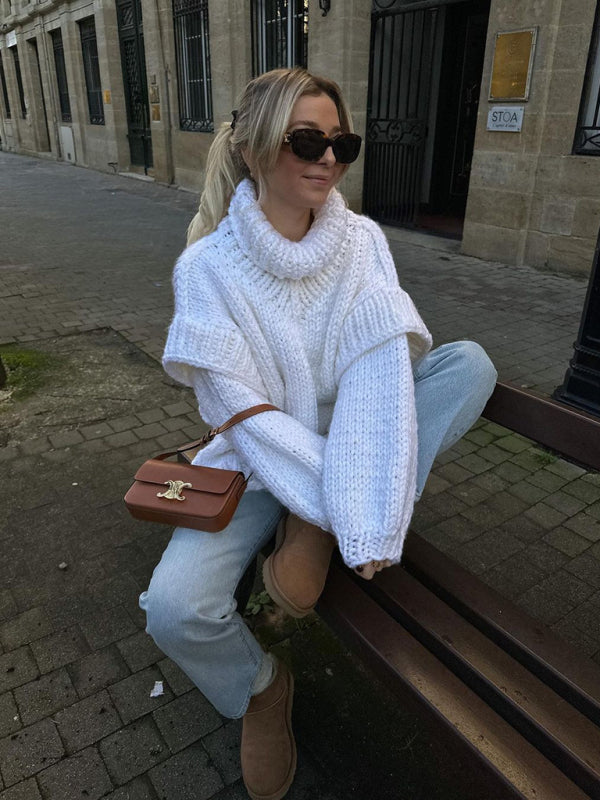 Women's Urban Casual Fluffy Long Sleeve Turtleneck Sweater