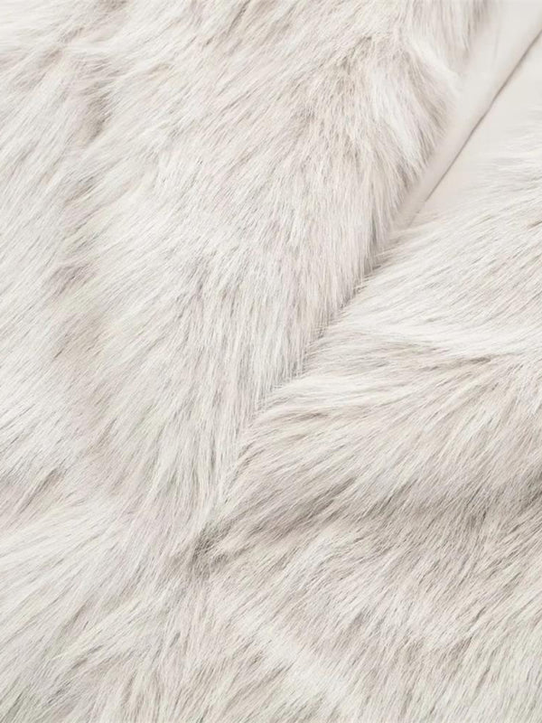 Women's Warm Lapel Loose Faux Fur Effect Coat