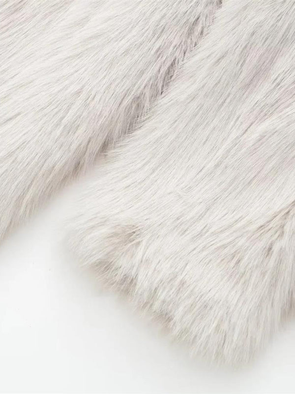 Women's Warm Lapel Loose Faux Fur Effect Coat