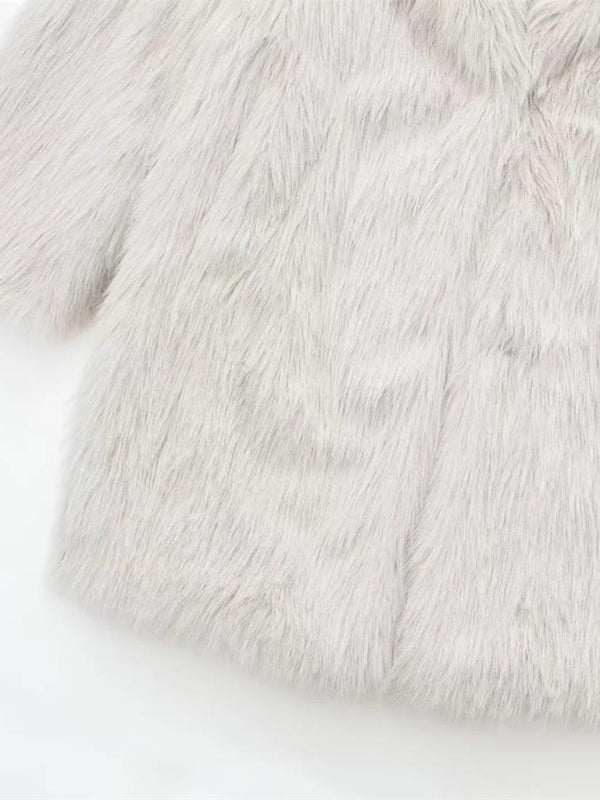 Women's Warm Lapel Loose Faux Fur Effect Coat