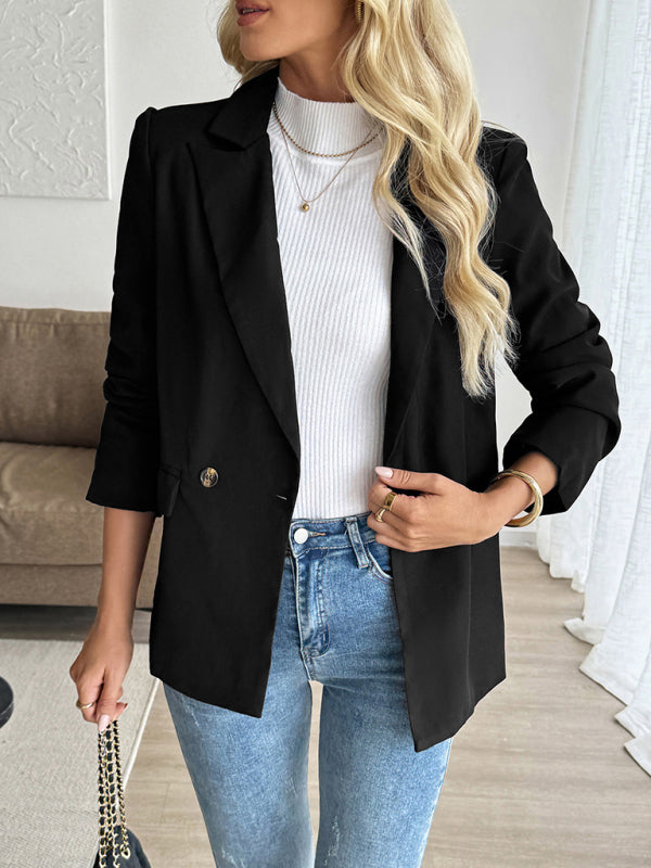 Urban Casual Commuter Suit Collar Black Suit Jacket