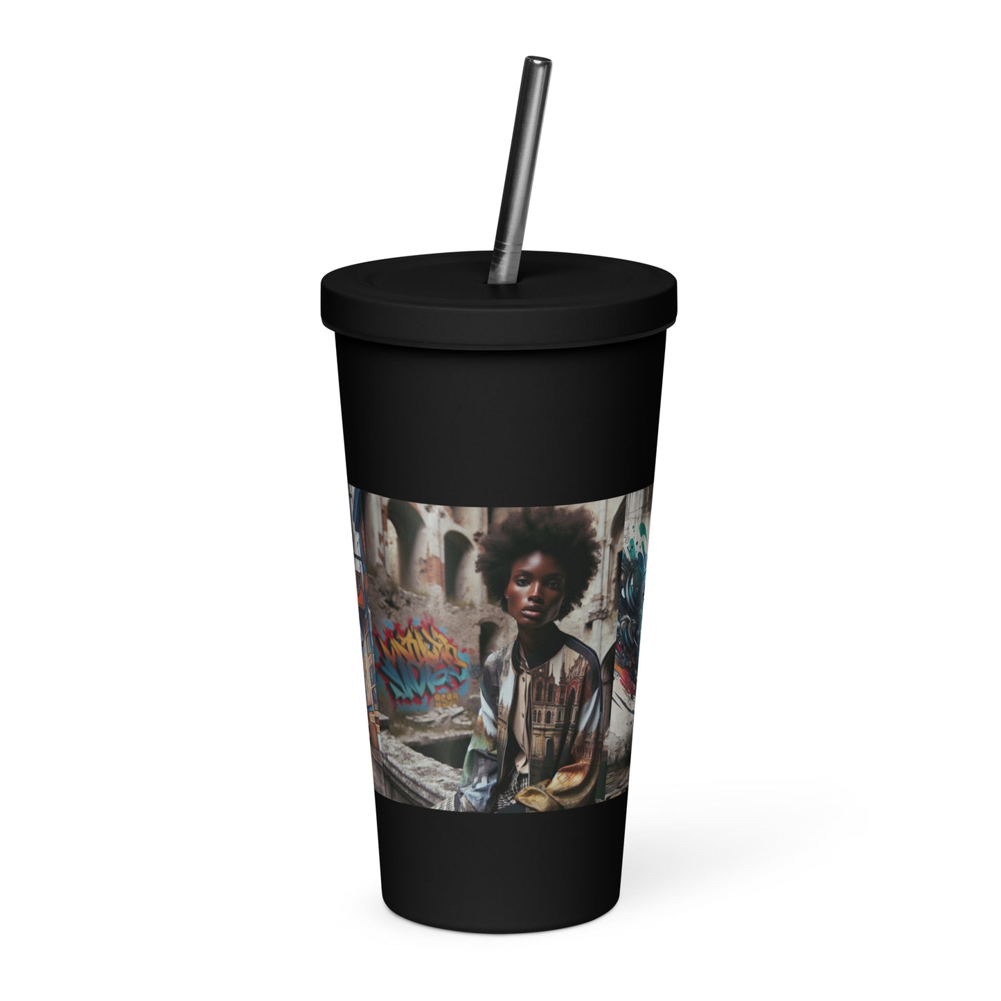 Urban Print Insulated tumbler with a straw - Premium Tumbler from Craftklart.store - Just $20! Shop now at Craftklart.store