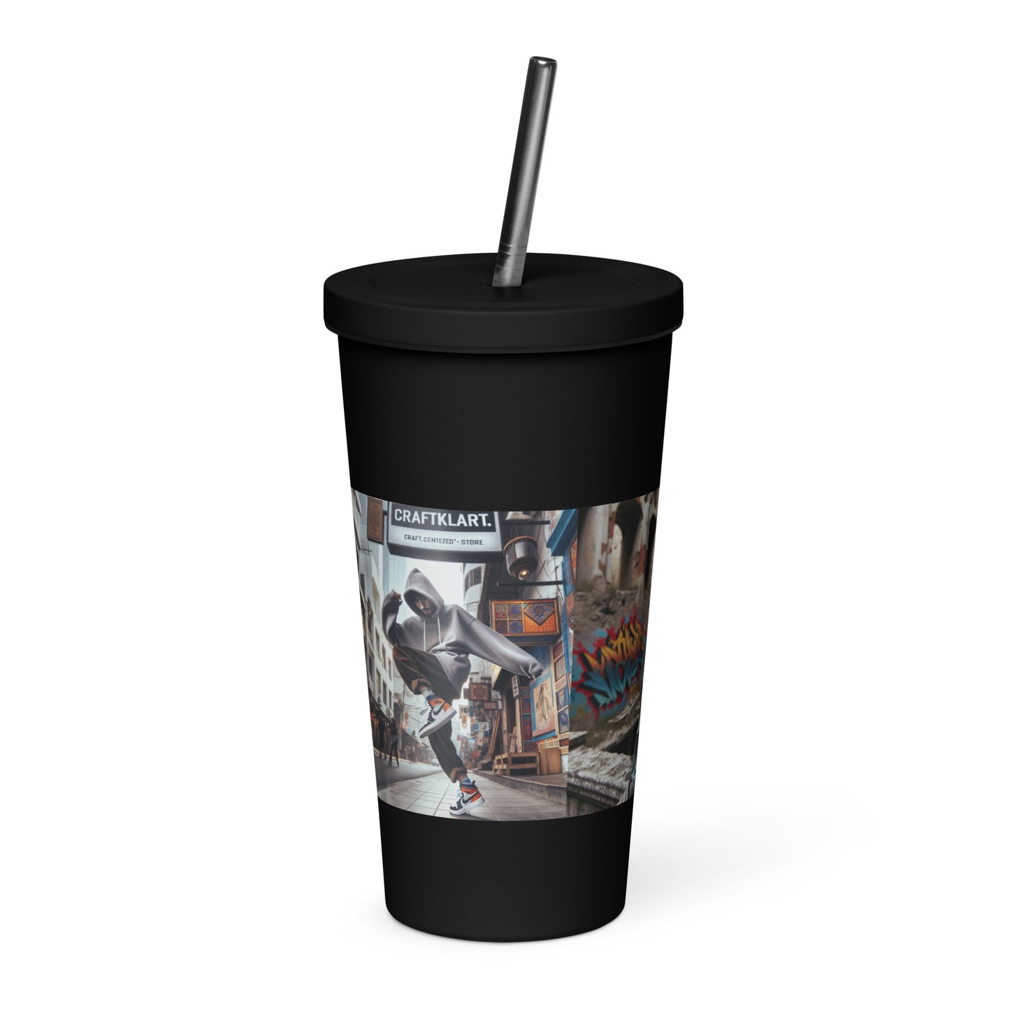 Urban Print Insulated tumbler with a straw - Premium Tumbler from Craftklart.store - Just $20! Shop now at Craftklart.store