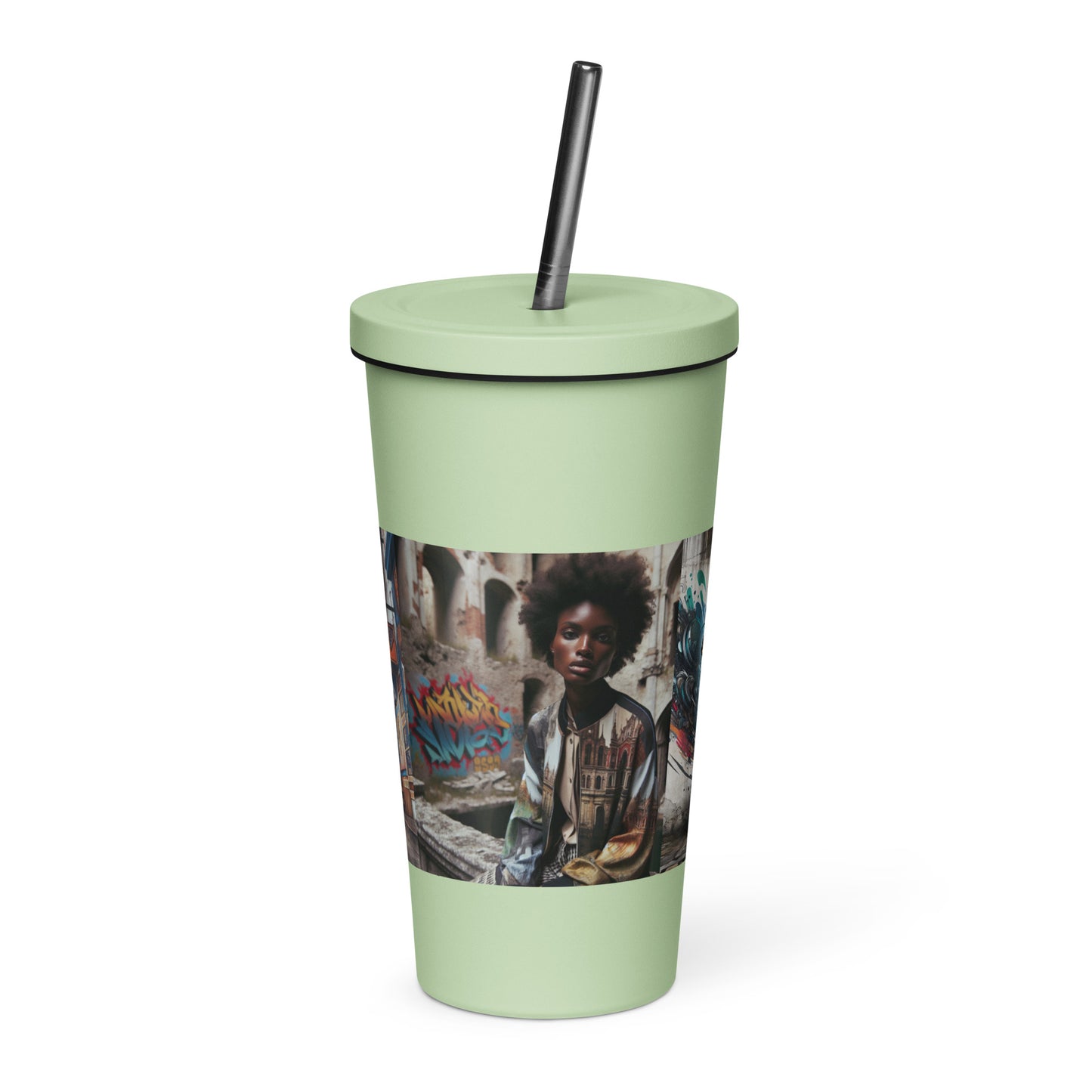 Urban Print Insulated tumbler with a straw - Premium Tumbler from Craftklart.store - Just $20! Shop now at Craftklart.store