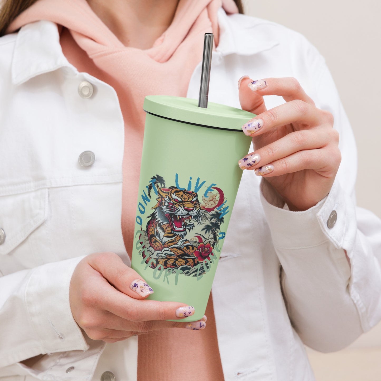 Don't Line in A Insulated Tumbler With a Straw - Premium Tumbler from Craftklart.store - Just $21! Shop now at Craftklart.store