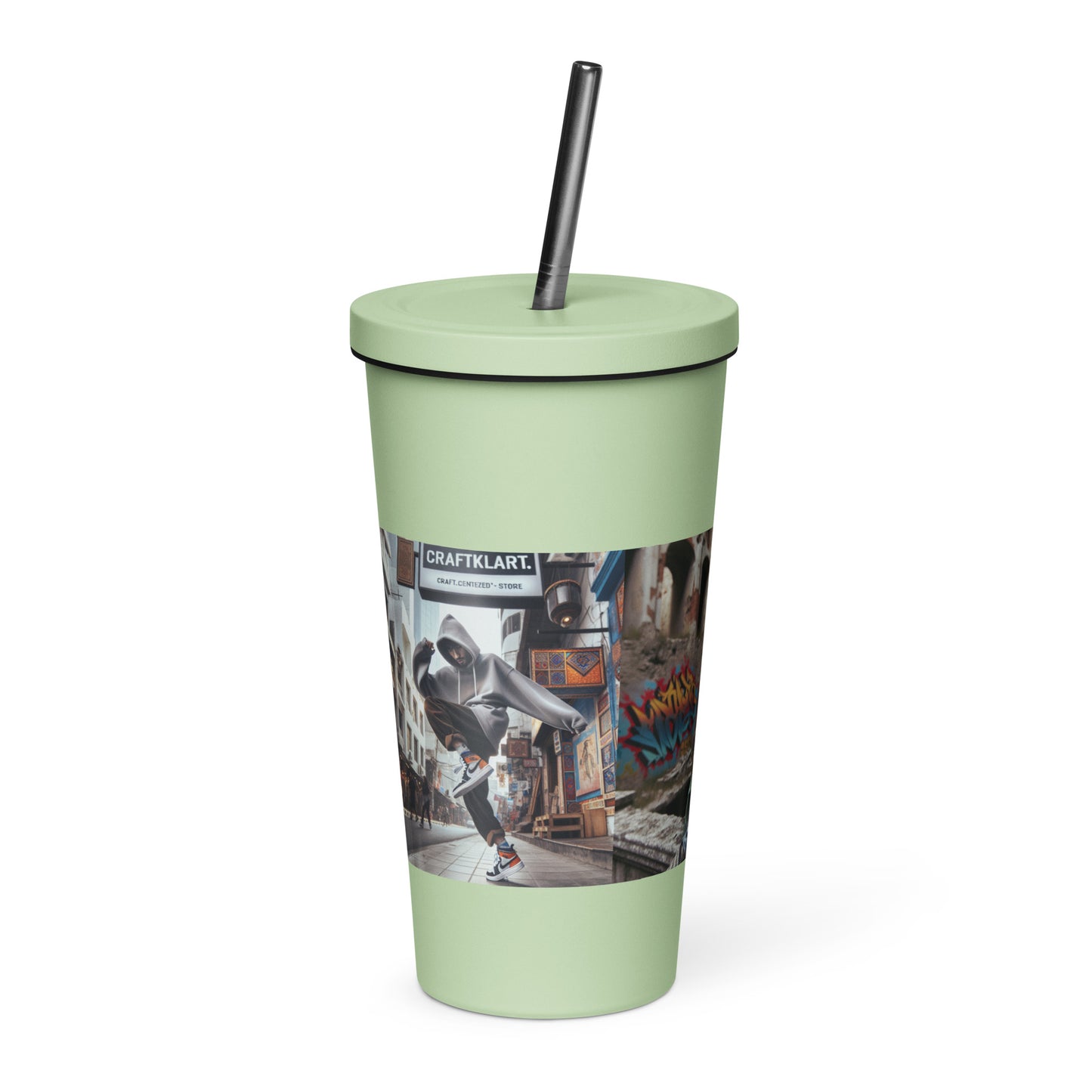 Urban Print Insulated tumbler with a straw - Premium Tumbler from Craftklart.store - Just $20! Shop now at Craftklart.store