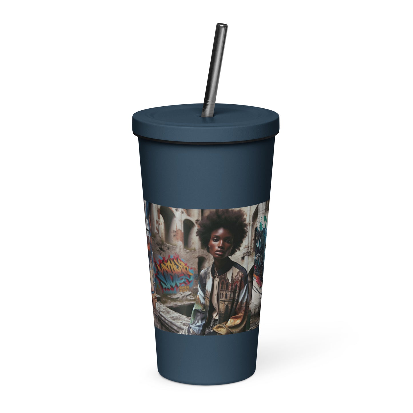 Urban Print Insulated tumbler with a straw - Premium Tumbler from Craftklart.store - Just $20! Shop now at Craftklart.store