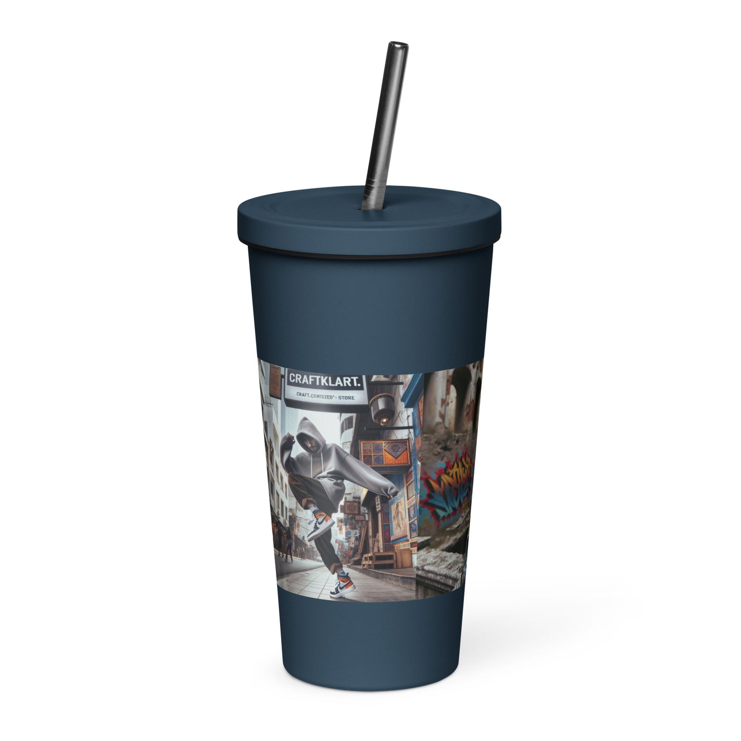 Urban Print Insulated tumbler with a straw - Premium Tumbler from Craftklart.store - Just $20! Shop now at Craftklart.store