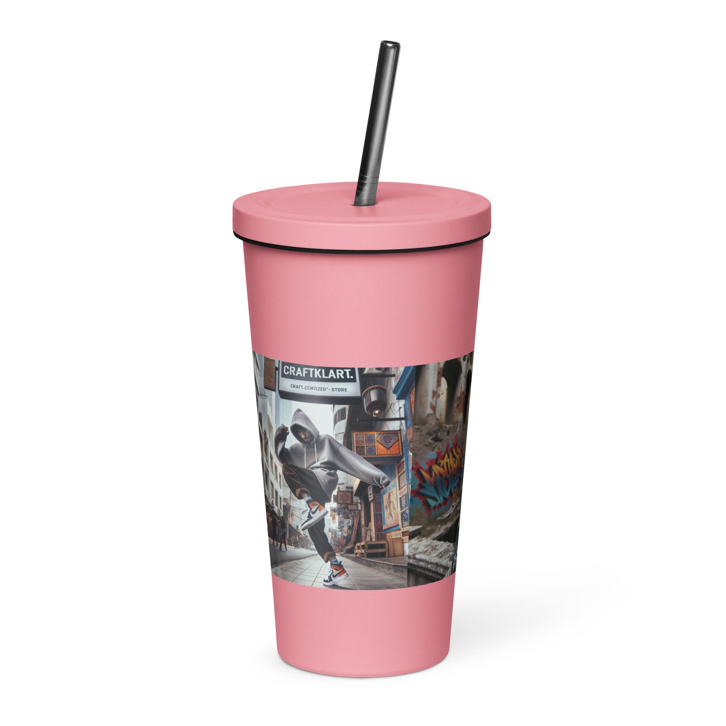 Urban Print Insulated tumbler with a straw - Premium Tumbler from Craftklart.store - Just $20! Shop now at Craftklart.store