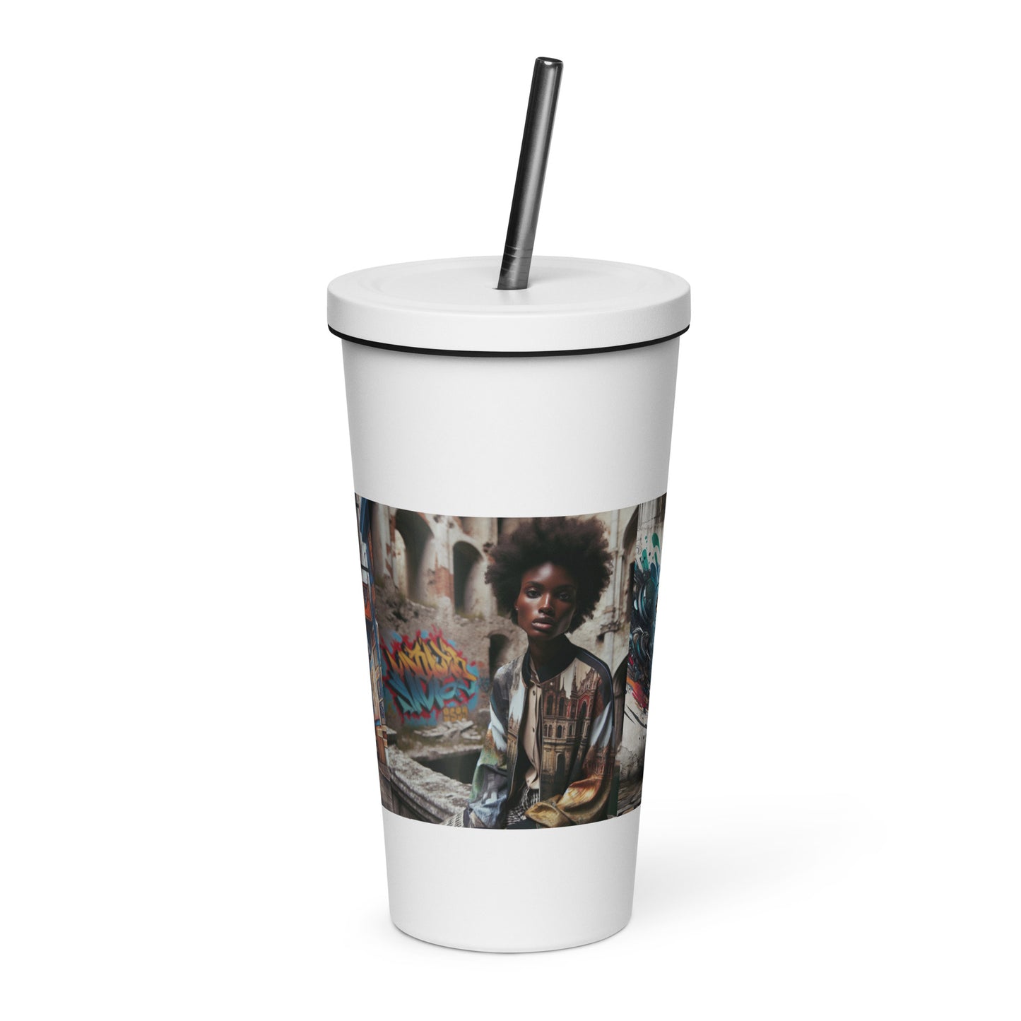 Urban Print Insulated tumbler with a straw - Premium Tumbler from Craftklart.store - Just $20! Shop now at Craftklart.store