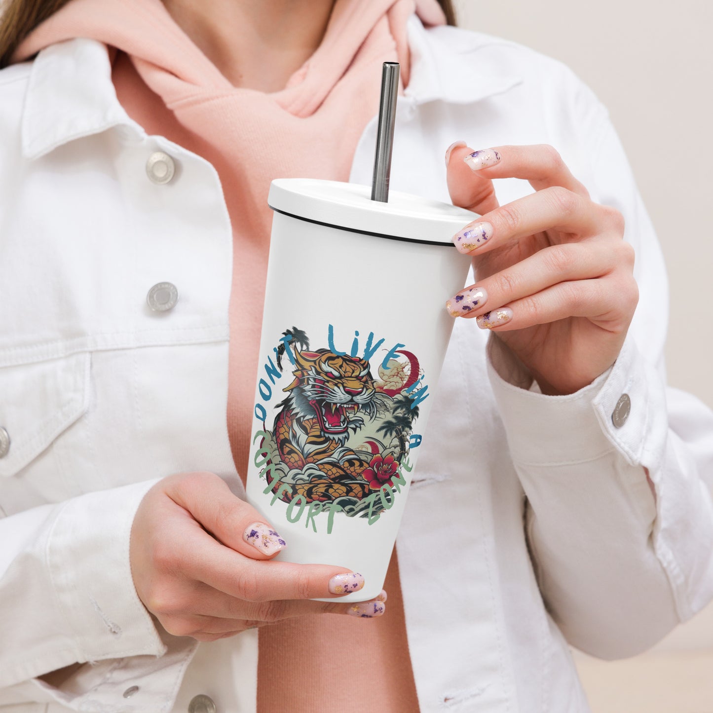 Don't Line in A Insulated Tumbler With a Straw - Premium Tumbler from Craftklart.store - Just $21! Shop now at Craftklart.store