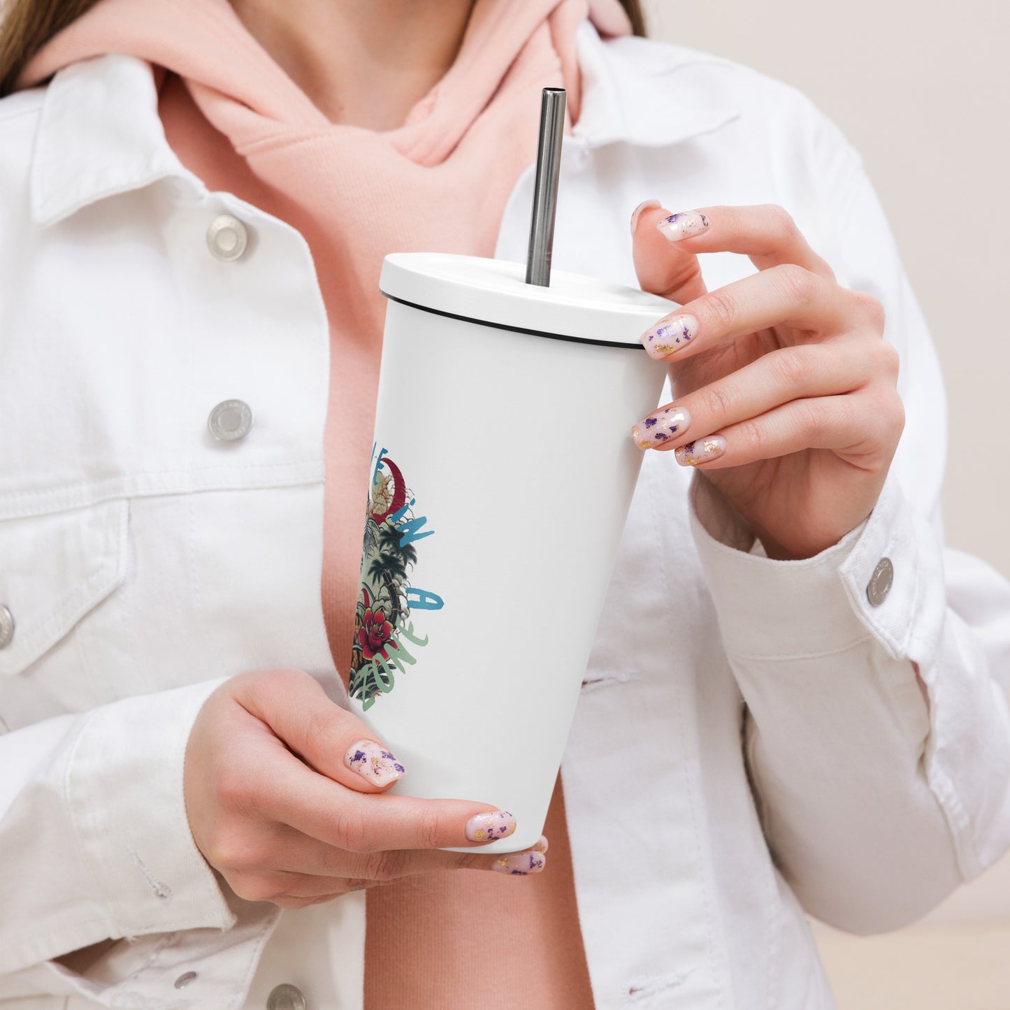 Don't Line in A Insulated Tumbler With a Straw - Premium Tumbler from Craftklart.store - Just $21! Shop now at Craftklart.store