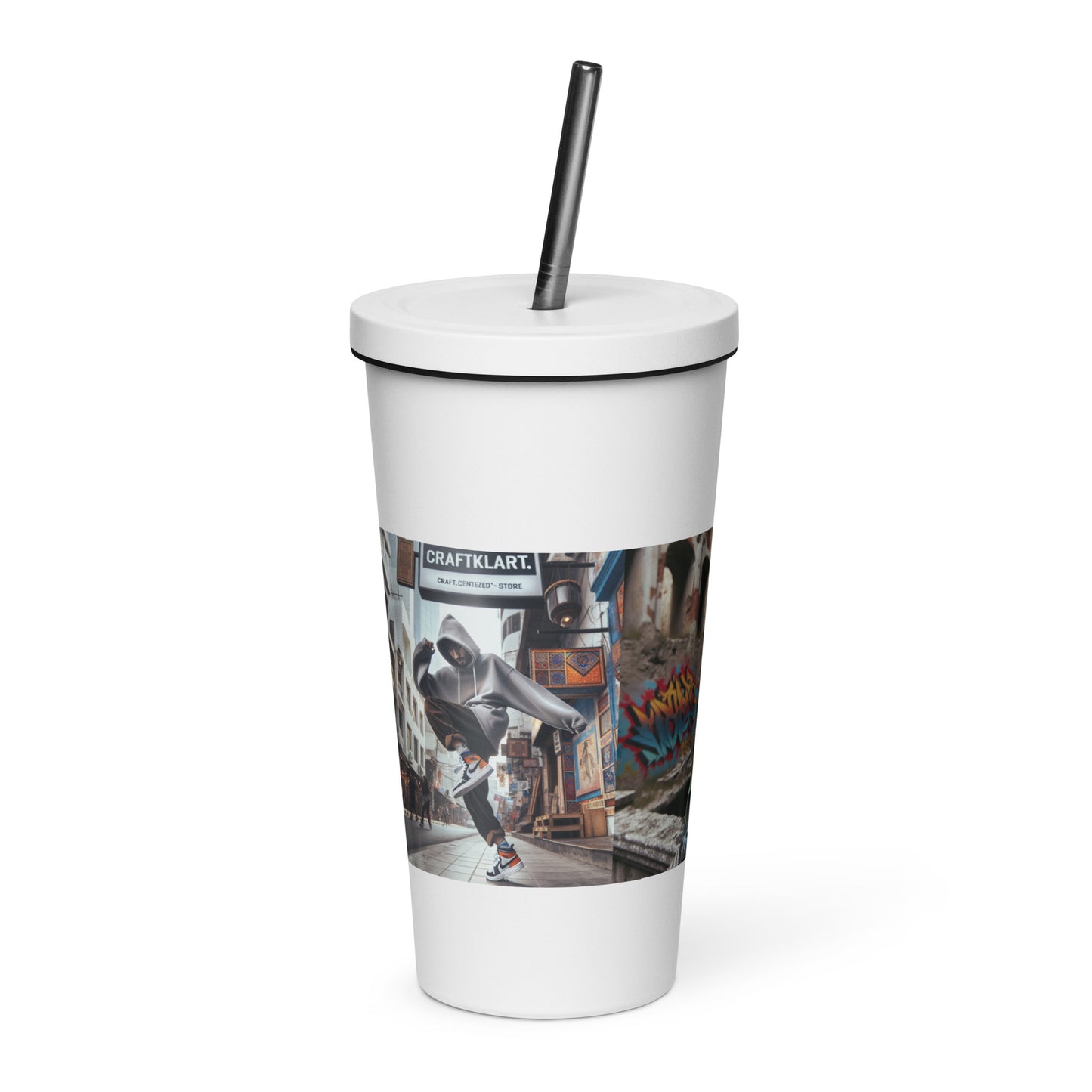 Urban Print Insulated tumbler with a straw - Premium Tumbler from Craftklart.store - Just $20! Shop now at Craftklart.store