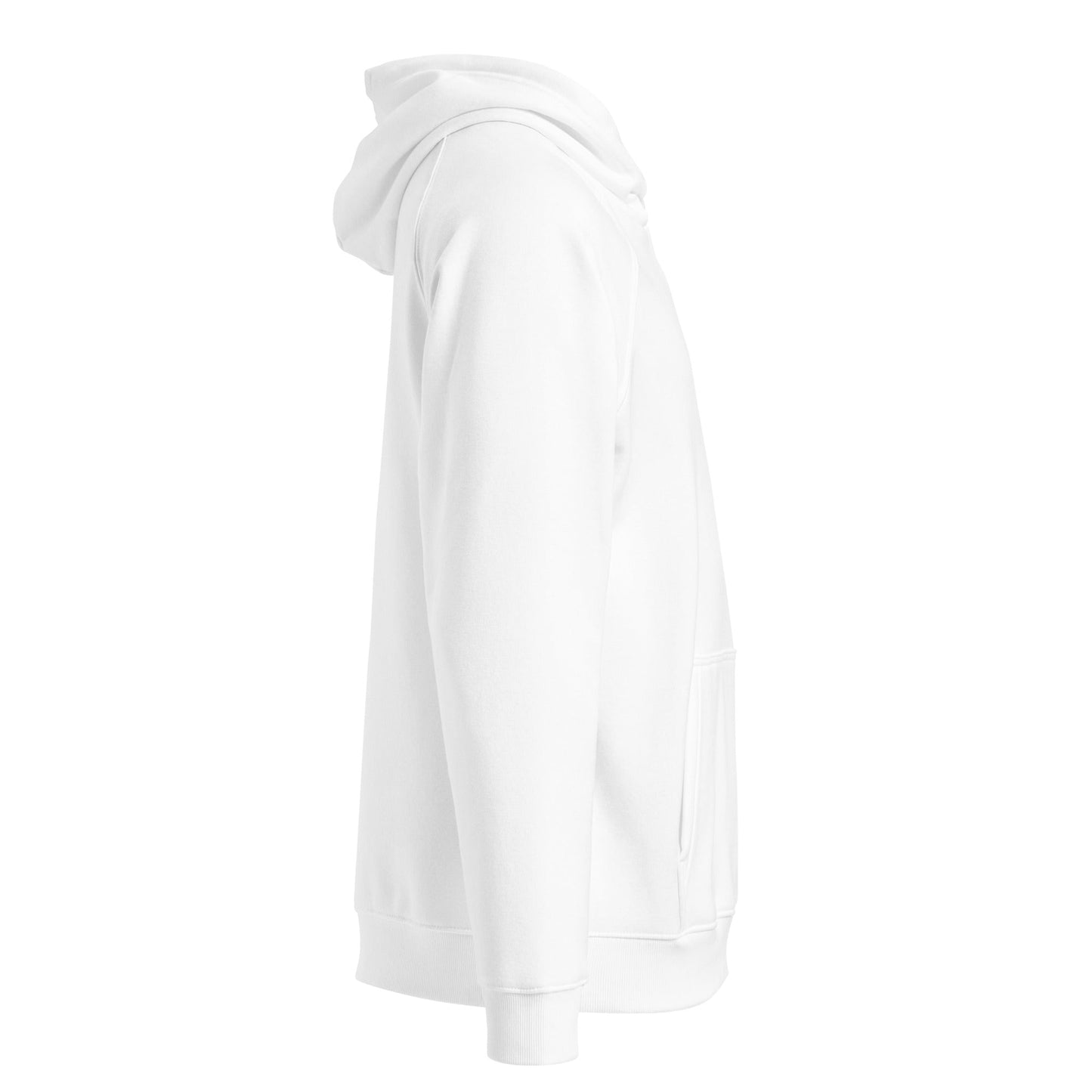 Unisex white Urban Eco Raglan Street Casual Hoodie by Craftklart.store, featuring a relaxed fit and eco-friendly fabric.