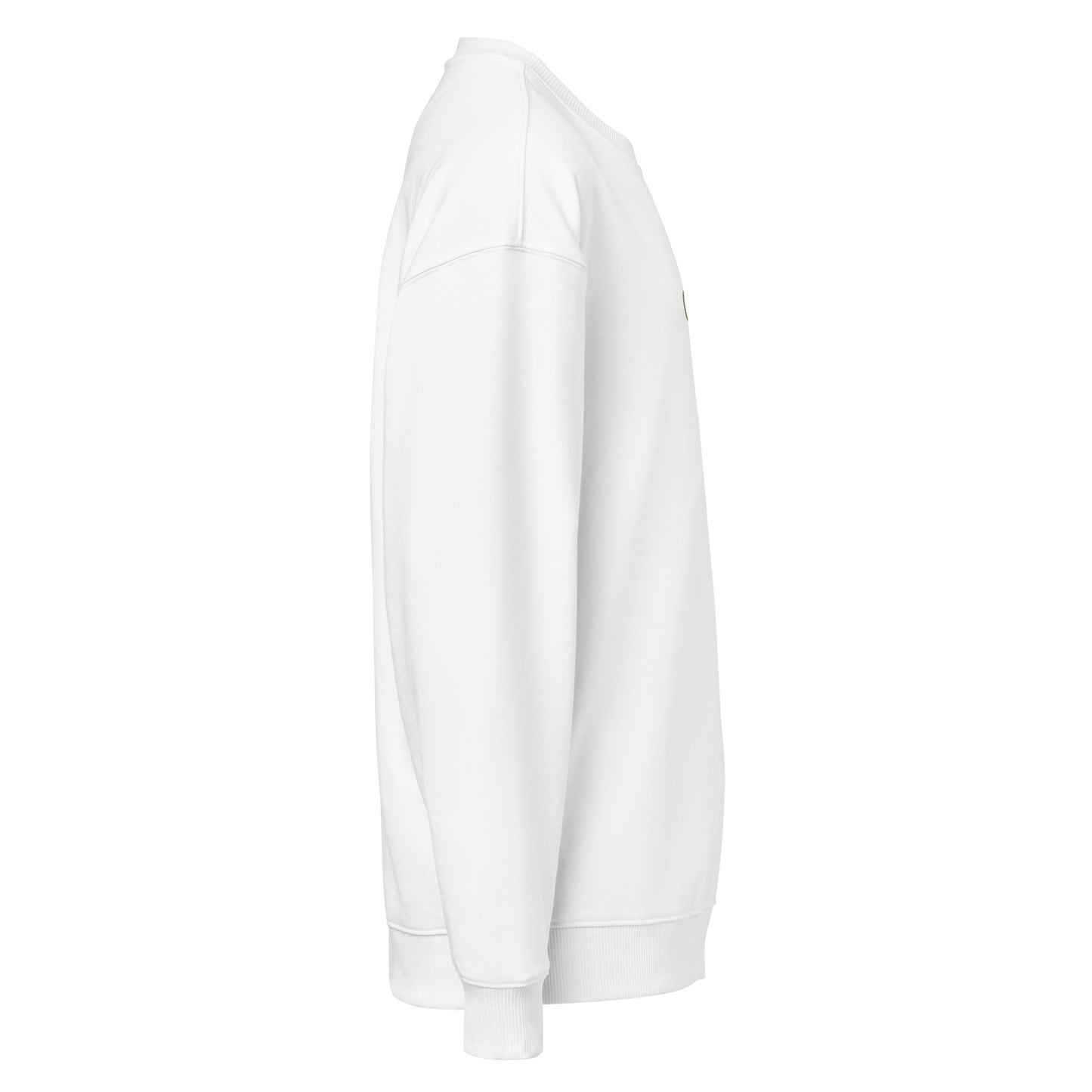 Unisex white organic oversized sweatshirt from Craftklart CORE Organic collection, featuring a relaxed fit and sustainable streetwear style.