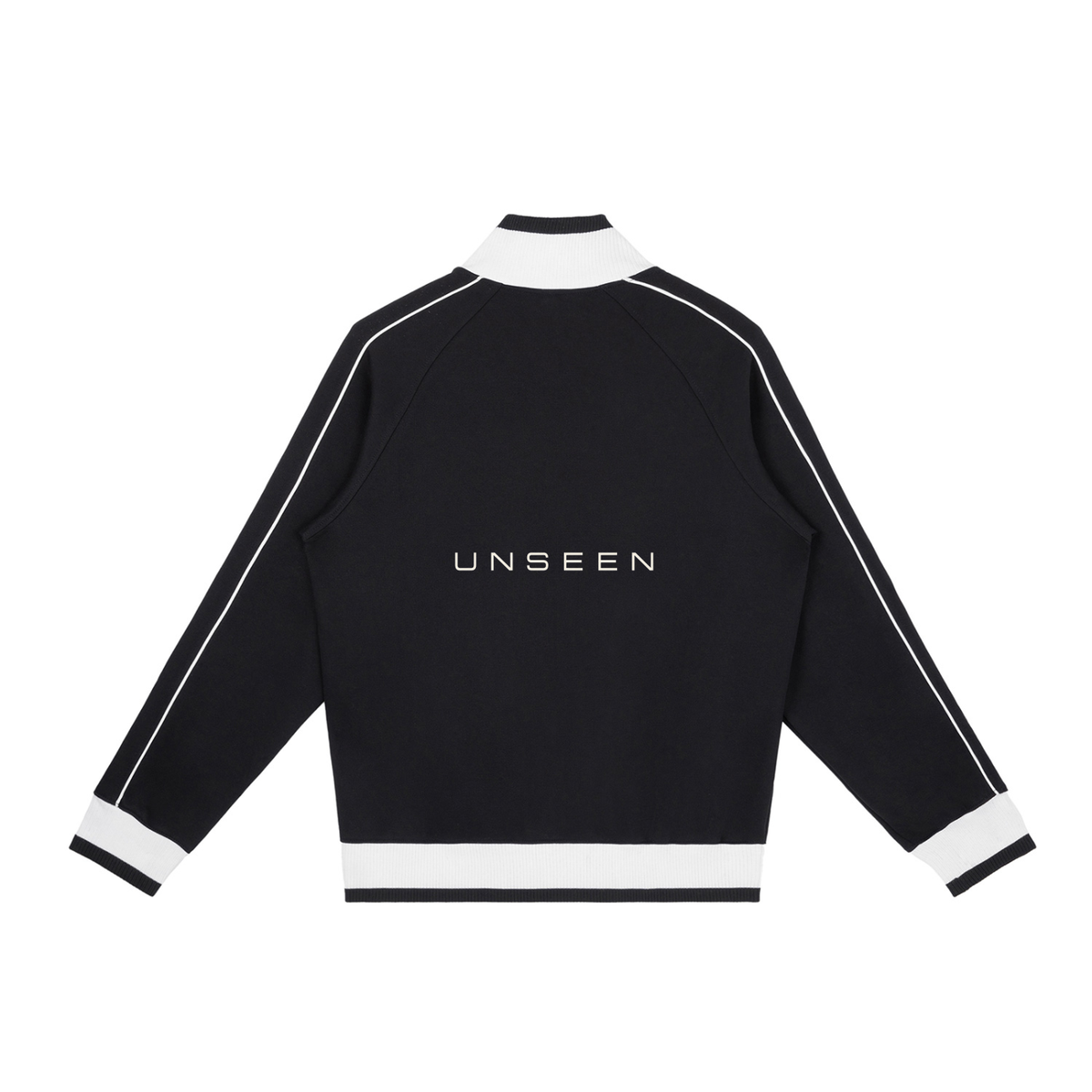 Urban Fashion & Streetwear | Craftklart black and white raglan track jacket with UNSEEN graphic on the back