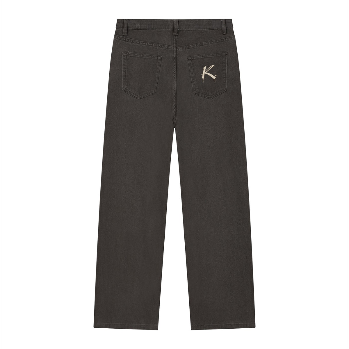 Dark gray ODMPOD relaxed fit denim jeans from Craftklart, showcasing urban streetwear style and casual fit.