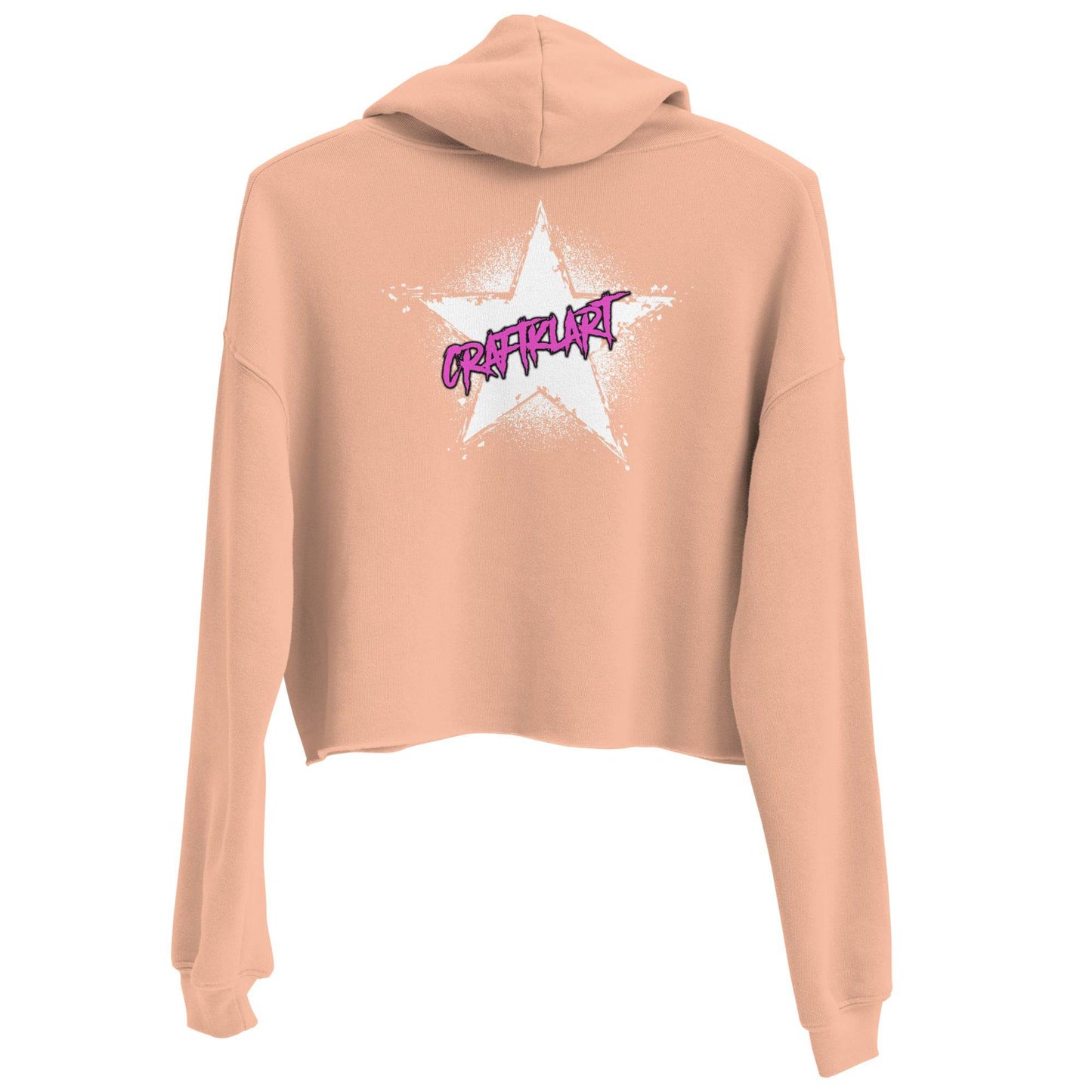 Peach Craftklart Star Crop Hoodie for women, showing the back with star design and cropped fit.