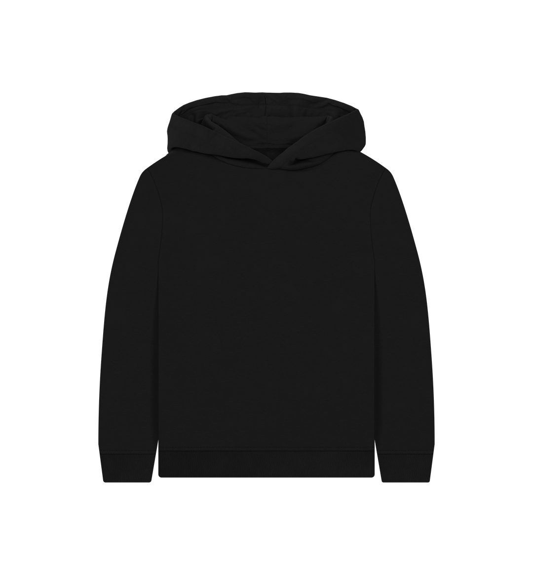 Black Printed Kids Hoodie Front